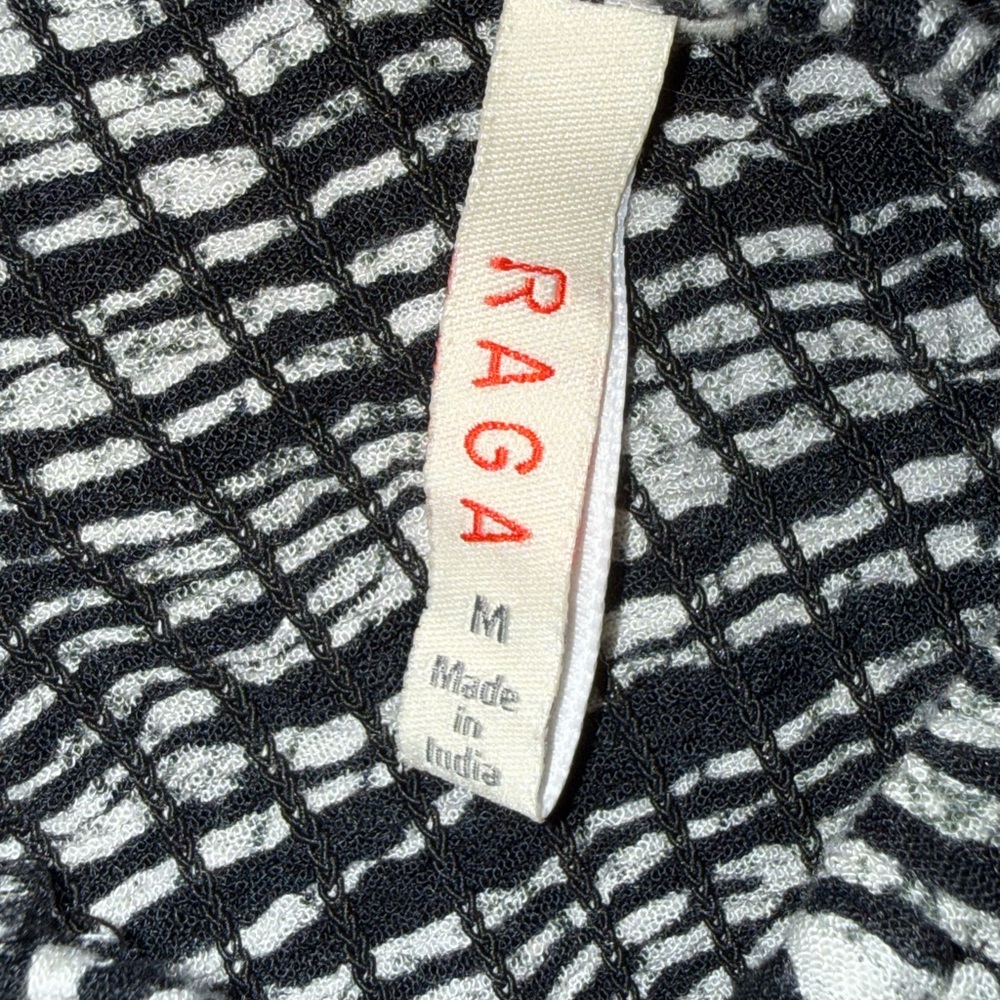 Raga Maxi Dress Medium Black Ivory Tiered Boho Halter Embroidered  100% Viscose - Picture 12 of 12